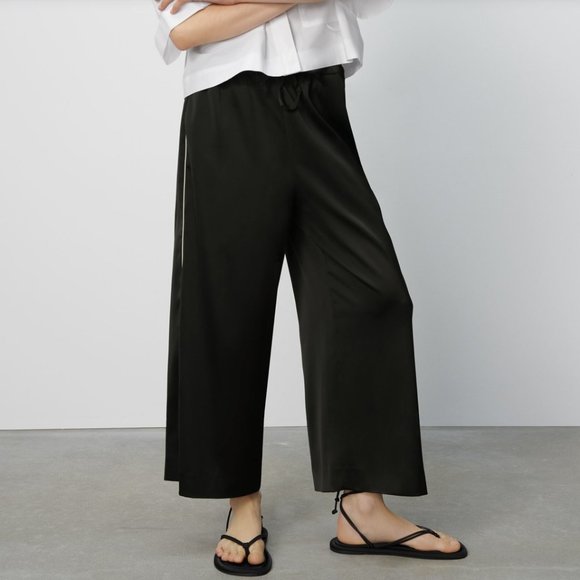 Zara Wide Leg Satin Loose Fitting Trouser Pants Stripe - Picture 1 of 6